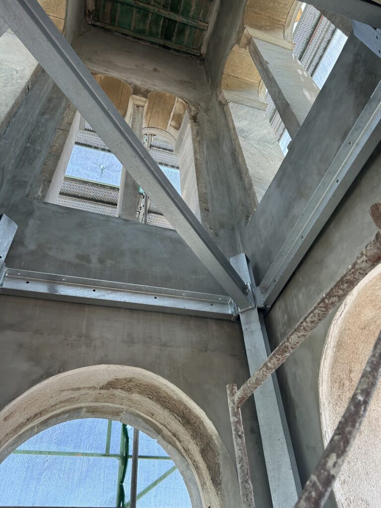 om-bell-tower-reinforcement-syros-01 Bell Tower Reinforcement, Syros, project view 1